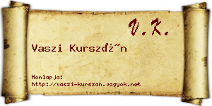 Vaszi Kurszán névjegykártya